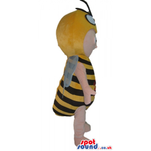 Yellow and black bee with grey wings - Custom Mascots