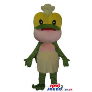Green frog with big yellow eyes dressed as a cook - Custom