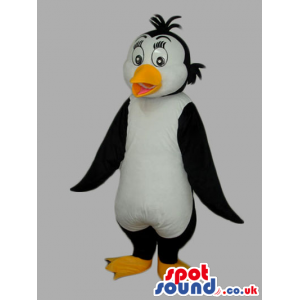 Fantastic black and white Penguin Mascot with yellow beak -