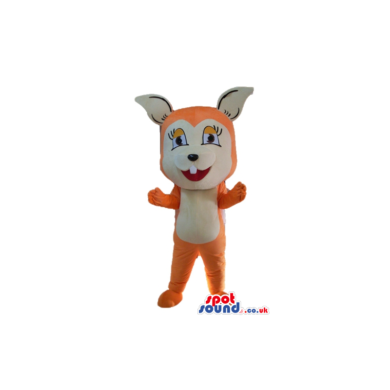 Orange and beige animal with big eyes and ears - Custom Mascots