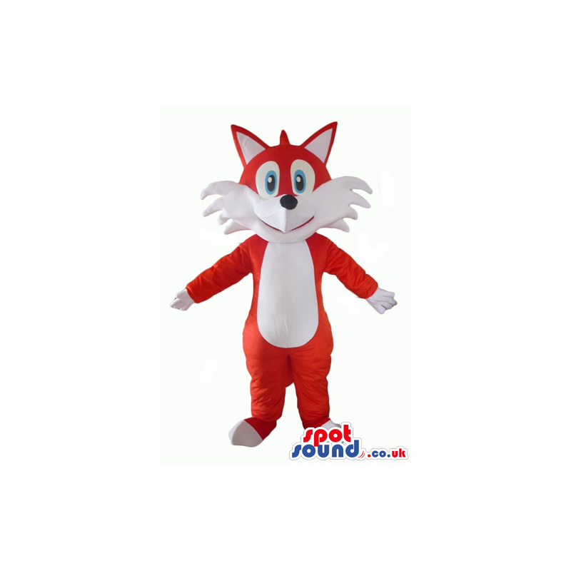 Red and white fox with big blue eyes - Custom Mascots