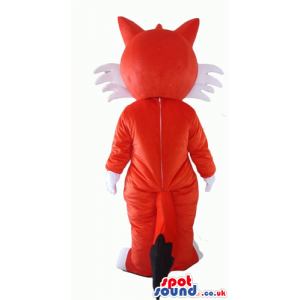 Red and white fox with big blue eyes - Custom Mascots