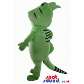 Green cat with black stripes - Custom Mascots