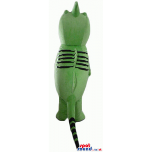 Green cat with black stripes - Custom Mascots