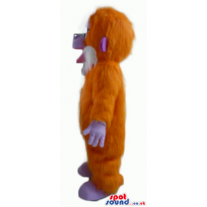 Brown monkey with white and purple details - Custom Mascots