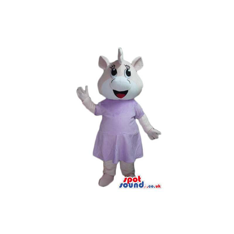 Pink female pig with white hair wearing a purple dress - Custom