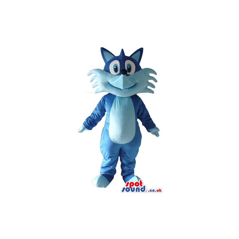 Blue and light-blue fox with big eyes - Custom Mascots