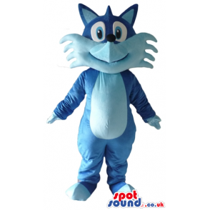 Blue and light-blue fox with big eyes - Custom Mascots