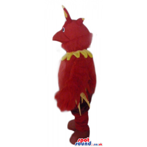 Red monster wearing a yellow collar - Custom Mascots