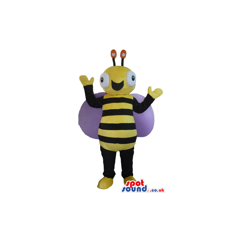 Bee with big eyes and purple wings - Custom Mascots