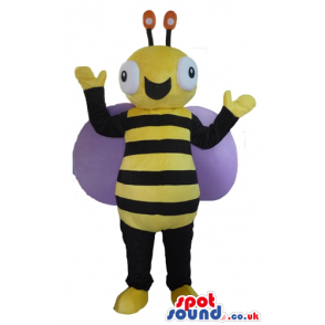 Bee with big eyes and purple wings - Custom Mascots