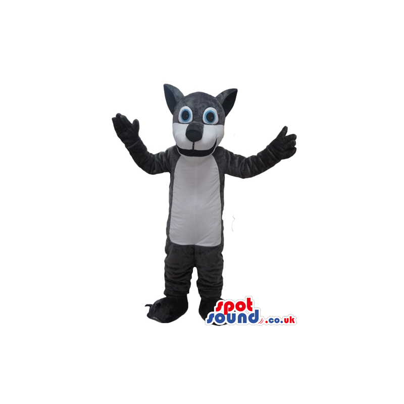 Black and white dog with big blue eyes - Custom Mascots