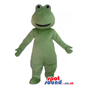 Smiling green frog with small eyes - Custom Mascots