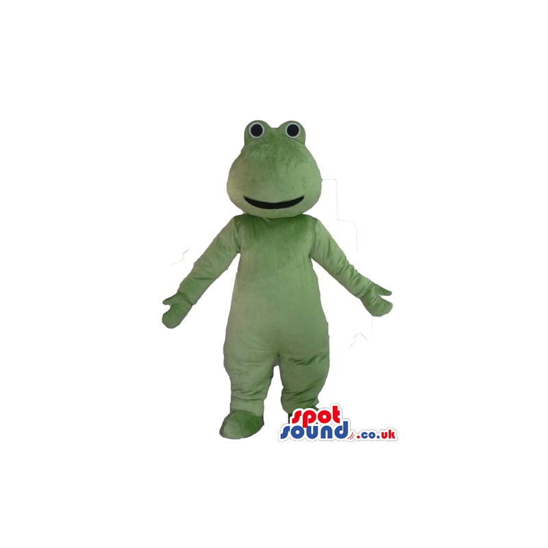 Smiling green frog with small eyes - Custom Mascots