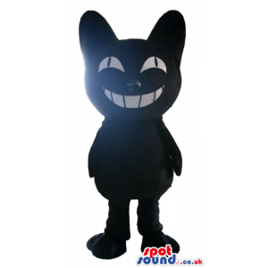 Smiling black cat with big eyes and white teeth - Custom Mascots