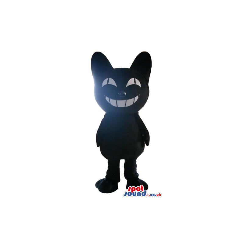 Smiling black cat with big eyes and white teeth - Custom Mascots