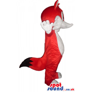 Red and white fox with big blue eyes - Custom Mascots