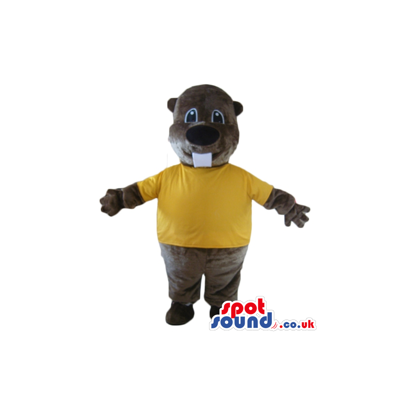 Brown beaver with a big tooth wearing a yellow t-shirt - Custom