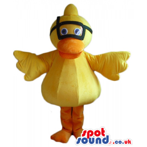 Yellow duck with orange beak and legs wearing goggles - Custom