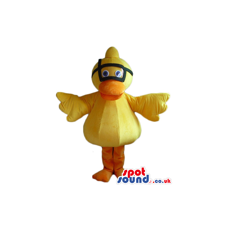 Yellow duck with orange beak and legs wearing goggles - Custom