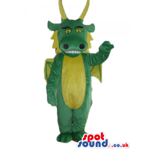 Fierceful green dragon with yellow wings and details - Custom