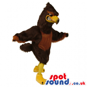 Brown and big eagle mascot with spectacular appearance and face