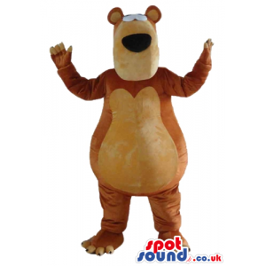 Brown and beige bear with big eyes - Custom Mascots