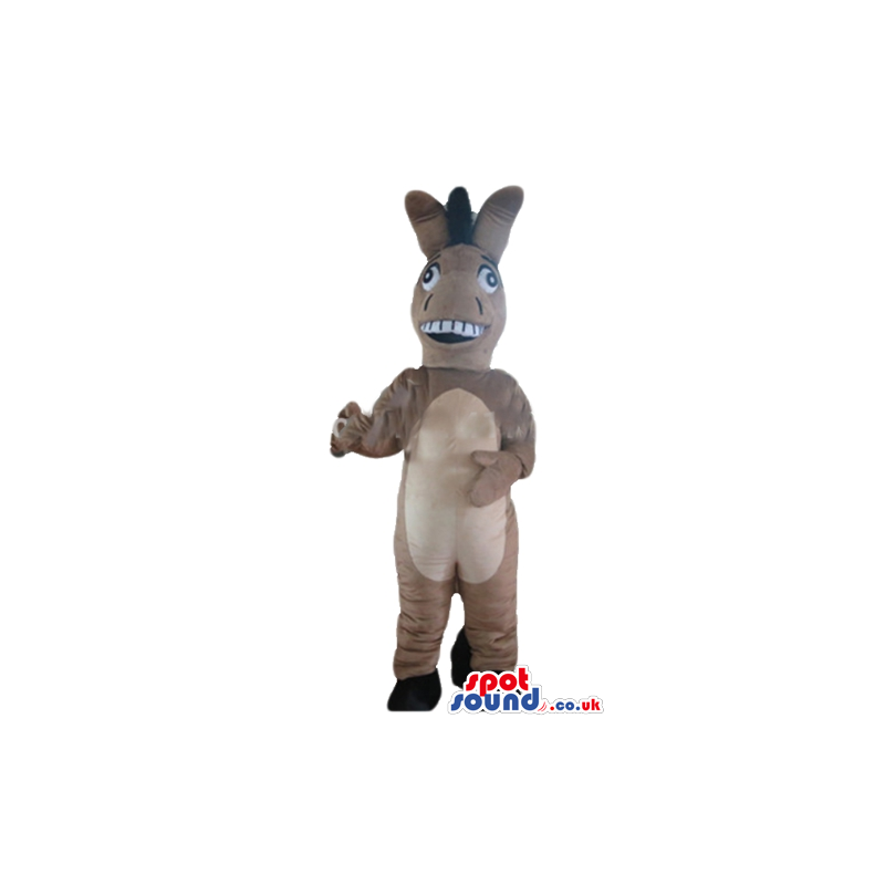 Beige donkey with an open mouth showing his teeth - Custom