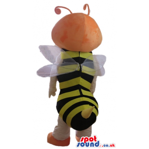 Bee with orange hair and feet and white wings - Custom Mascots