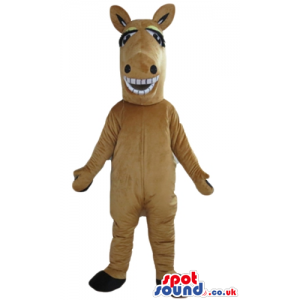 Beige horse with big eyes and wide open mouth - Custom Mascots