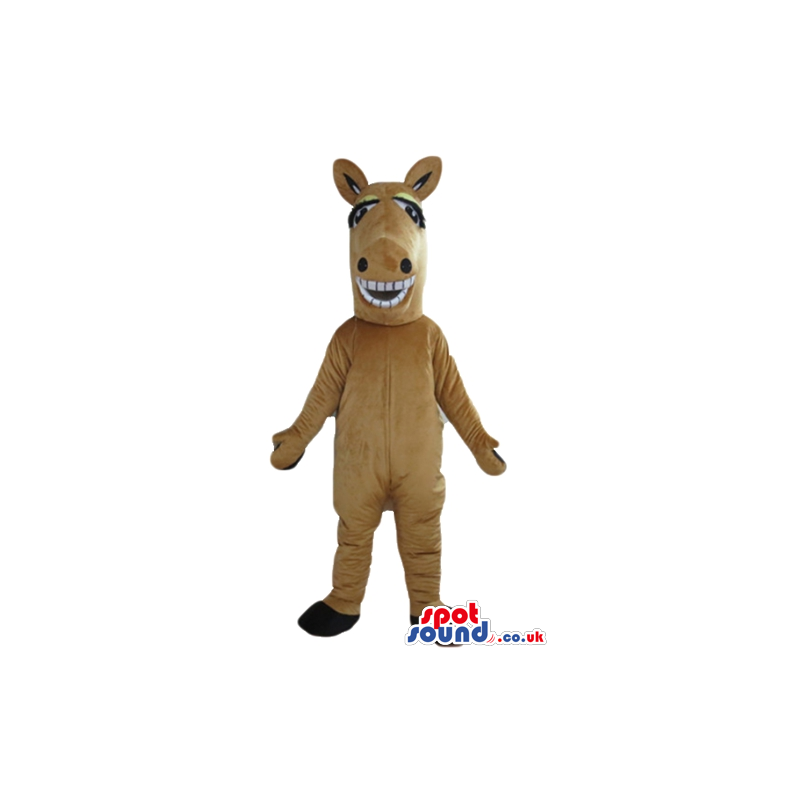 Beige horse with big eyes and wide open mouth - Custom Mascots