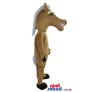 Beige horse with big eyes and wide open mouth - Custom Mascots