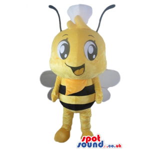 Smiling bee with big eyes and white wings - Custom Mascots