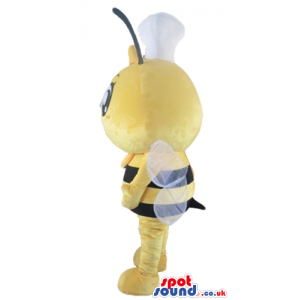 Smiling bee with big eyes and white wings - Custom Mascots