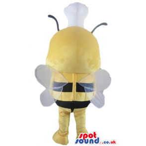 Smiling bee with big eyes and white wings - Custom Mascots