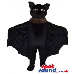 Black dog with a brown collar and a black cape - Custom Mascots