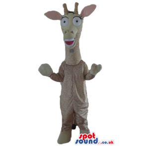 Beige giraffe with big wide eyes - Custom Mascots