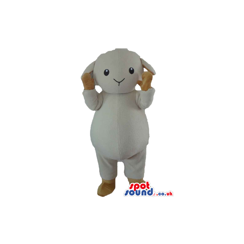White sheep with beige hands and feet - Custom Mascots