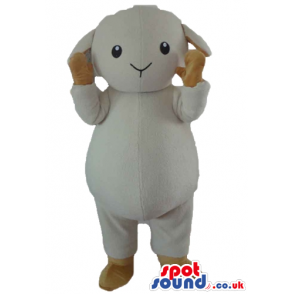 White sheep with beige hands and feet - Custom Mascots