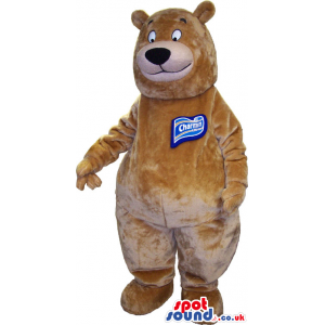 Friendly and cuddly bear mascot with cute smile and innocent