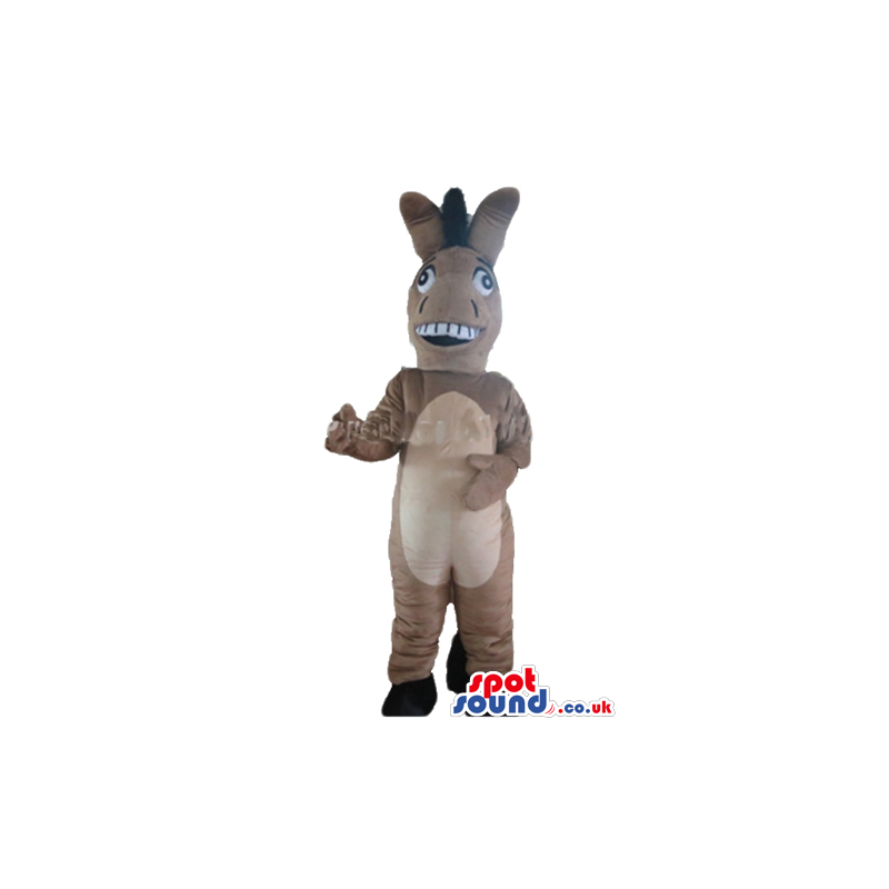 Beige donkey with black hair and big eyes - Custom Mascots