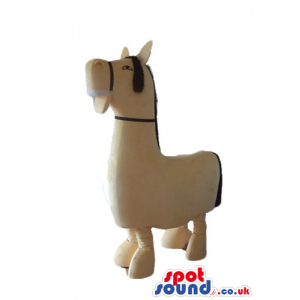 Smiling real-looking beige horse - Custom Mascots
