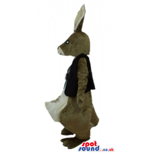 Brown and beige kangaroo wearing a brown vest - Custom Mascots