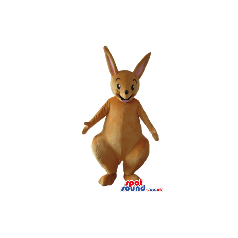 Smiling beige kangaroo with long ears - Custom Mascots