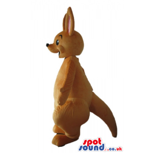 Smiling beige kangaroo with long ears - Custom Mascots