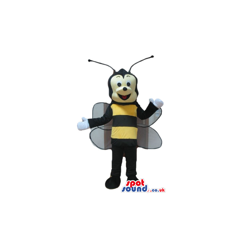 Bee with black arms and legs with white wings - Custom Mascots