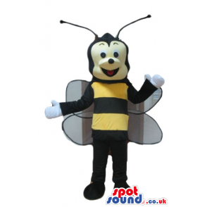 Bee with black arms and legs with white wings - Custom Mascots