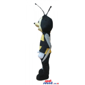 Bee with black arms and legs with white wings - Custom Mascots