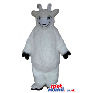 Smiling white sheep with black feet - Custom Mascots