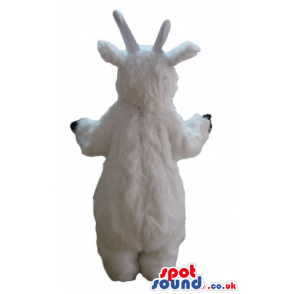 Smiling white sheep with black feet - Custom Mascots